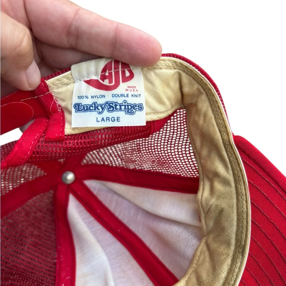 Cincinnati Reds Lucky Stripes Mesh Trucker Snapback‎ Hat Made USA Large Vintage